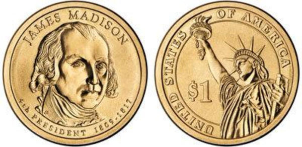 D- #4 James Madison Dollar Coin bear
