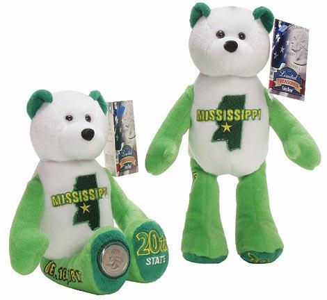 All 5 State Coin bears from 2002 TN OH LA IN and MS