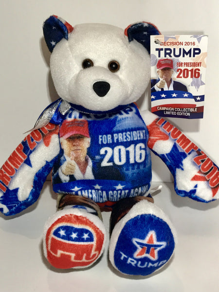 Qty of 3 Donald Trump Limited Edition Presidential Campaign Collectible Bean Bears
